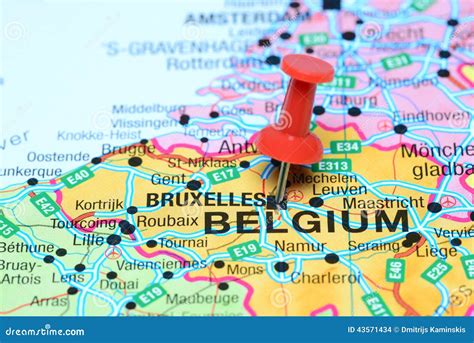 Brussels Pinned on a Map of Europe Stock Photo - Image of explore ...