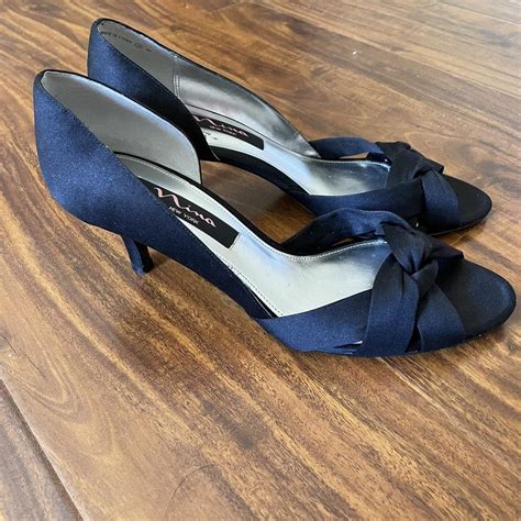 Nina New York Black Satin Ribbon Kitten Heels... - Depop