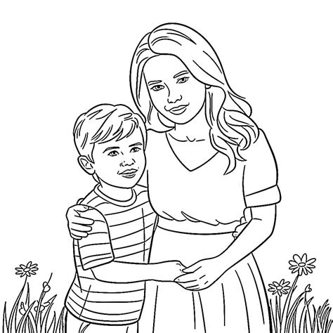 Coloring Page Mom And Son