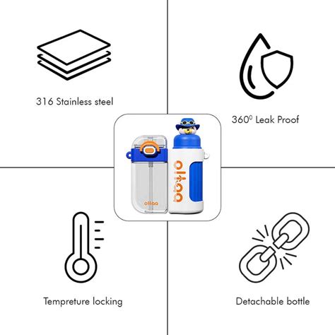 Double Tumbler Blue bear detachable set water bottle, 400 ml & 320ML ...