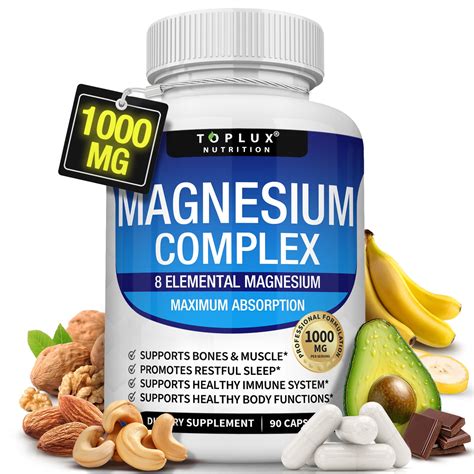 Toplux Magnesium Complex for Muscle Recovery, Elemental Magnesium ...