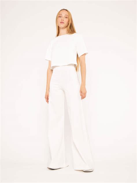 Off-White Ponte Knit Wide Leg Pant | Ripley Rader