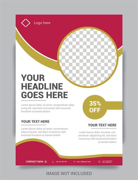 Promotional business flyer template with discount offer in red and gold ...