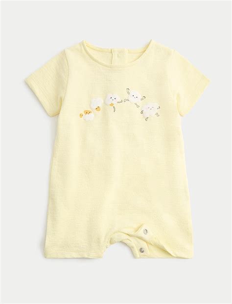 Buy Pure Cotton Unisex Popcorn Print Romper (0-24 Mths) at Marks & Spencer