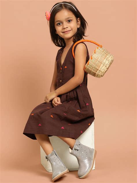 Chocolate Brownie Dress | Brown Embroidered Dress | Untung