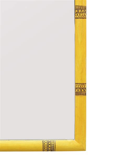 VarEesha Yellow Warli Pine Wood 18 Inch Mirror