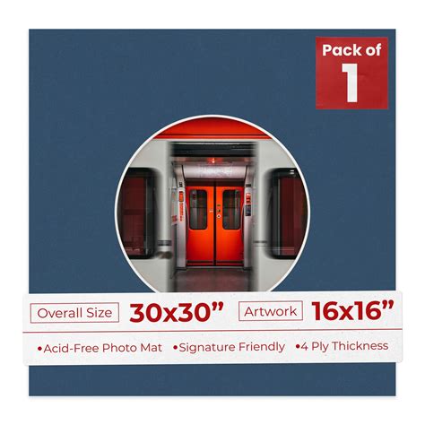 Ink Blue Mat Board for 30x30 Frames - Circle Opening for 16x16 Photos ...