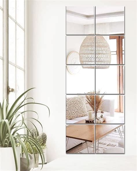 ASSRECT 16Pcs Acrylic Mirror Tiles 15 x 15cm Self Adhesive Square Mirror Flexible Mirror Sheets ...