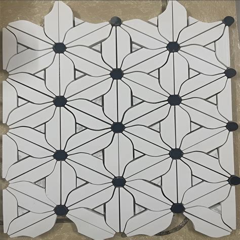 Mosaic XP-71 Tile 12x12 – Floral Pattern Black & White Tile