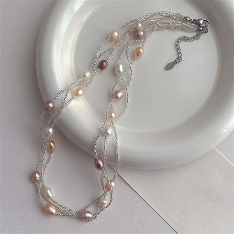 Dual Layer Pearl Silver Anti Tarnish Layer Necklace For Women – ZIVOM