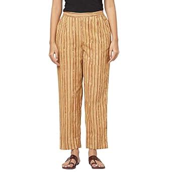 Buy Fabindia Women Kalamkari Casual Pant Cotton_S Mustard at Amazon.in