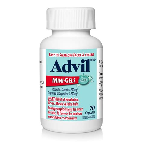 Advil Mini-Gels (70 Count), 200 mg ibuprofen, Temporary Pain Reliever ...
