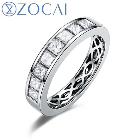 ZOCAI Real 18K white gold 0.9 ct certified genuine diamond wedding ...