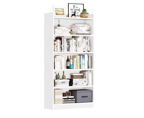 Lukzer Engineered Wood 6 Tier Bookcase Open Book Shelf Storage Cabinet ...