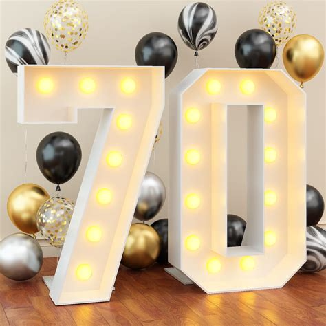 Buy 4ft Marquee Light up Numbers 70 Mosaic Numbers Frame for 70th ...