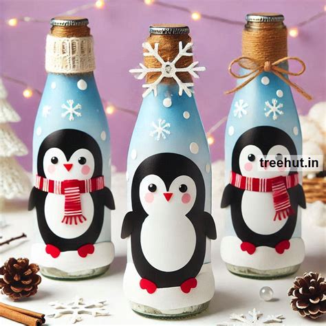 Winter Penguin Bottle Decoration Ideas, Bottle Craft Ideas