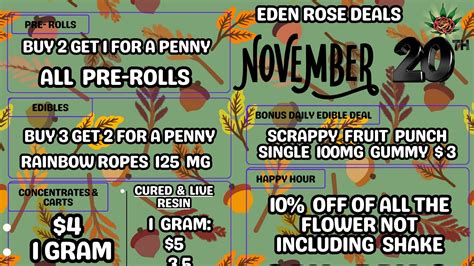 EDEN ROSE NOVEMBER 2025 DEALS at Eden Rose Dispensary | Weedmaps