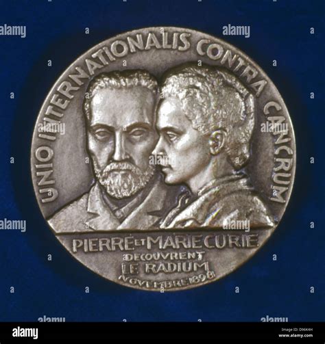 Marie (1867-1934) and Pierre (1859-1906) Curie. Obverse of medal commemorating the discovery of ...