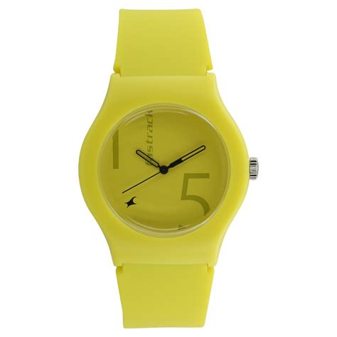 Buy Online Fastrack Quartz Analog Yellow Dial Silicone Strap Watch for ...