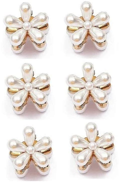 ZELVA 6 Pcs White Hair Clutcher For Women Mini Pearl Hair Clip ...