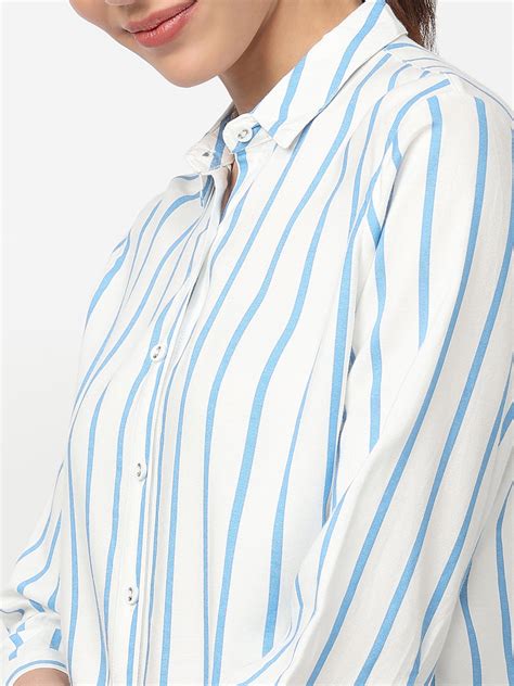 Buy Women Sky/White Striped Shirt | Kraus Jeans
