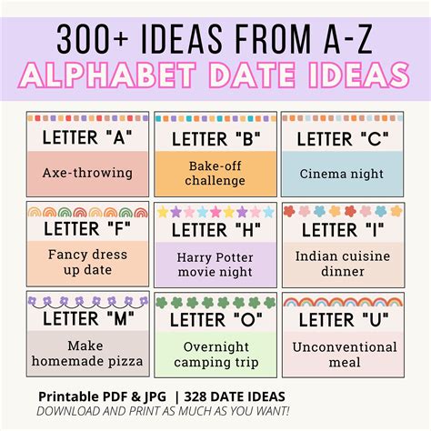 Alphabet Date Ideas, Alphabet Dates From A-Z, 300 Printable Date Ideas ...