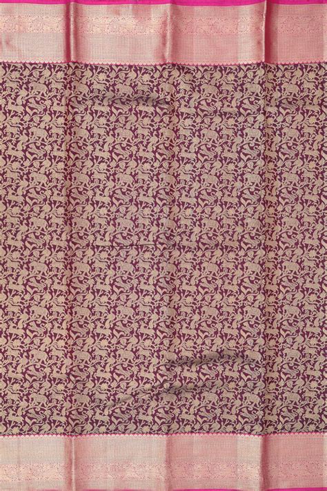 Kanchipuram Silk Saree In Green With Checks Design