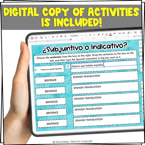 Subjunctive vs Indicative - Spanish Sorting Activity and Worksheets ...
