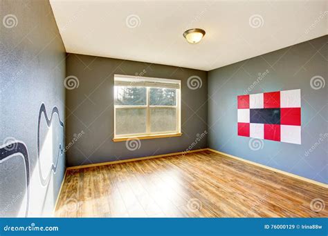 Empty Kids Room Interior with Grey Walls and Hardwood Floor. Stock ...