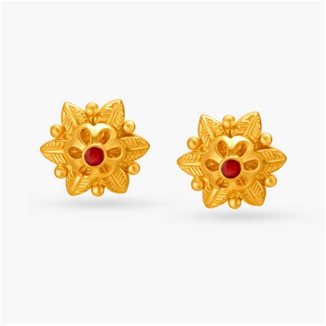 Traditional Floral Gold Jhumka Earrings