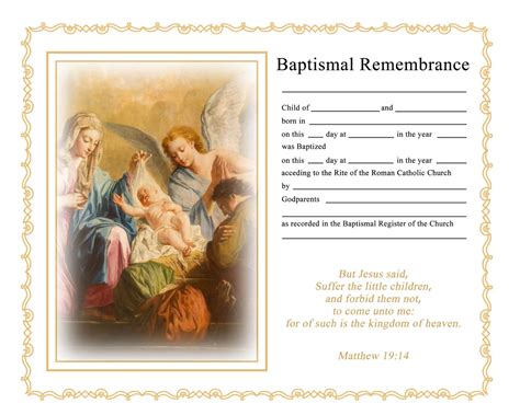 Roman Catholic Baptism Certificate Template (1st Free Church Elegant ...