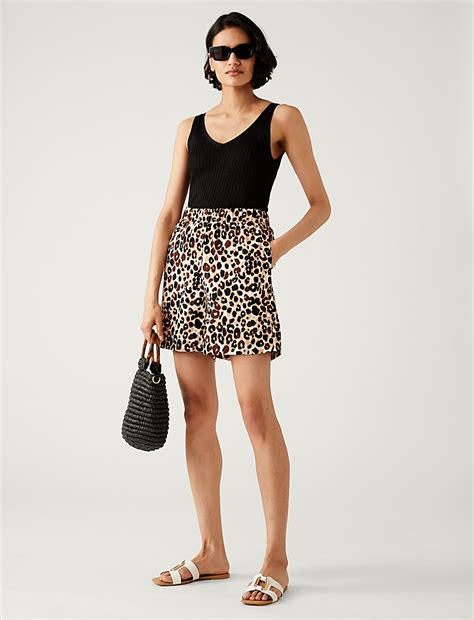 Buy Animal Print High Waisted Shorts at Marks & Spencer