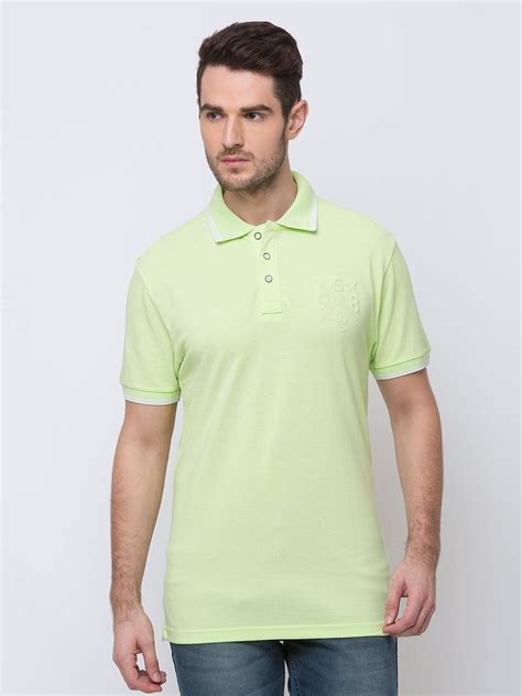 Buy Green Stand Collar T Shirt - Solid Polo T Shirt | Status Quo