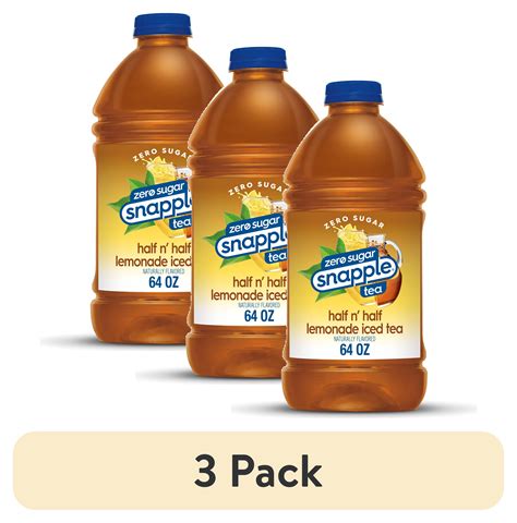 (3 pack) Snapple Zero Sugar Half 'n Half Tea Juice Drink, 64 fl oz ...