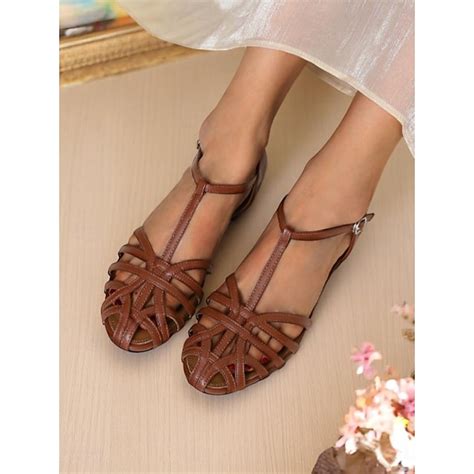 Women's Cream Closed-Toe Strappy Flats – Elegant Gladiator Style ...