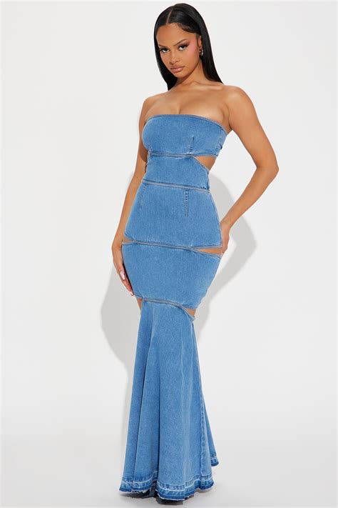 Raya Denim Maxi Dress - Denim | Fashion Nova