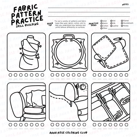 Fabric Pattern Skill Building Practice Coloring Page - Anna Rose