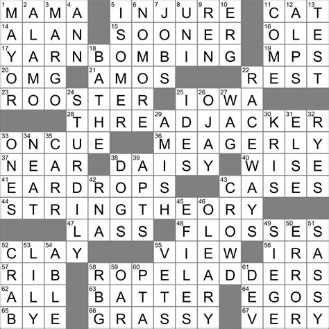 LA Times Crossword 1 May 23, Monday
