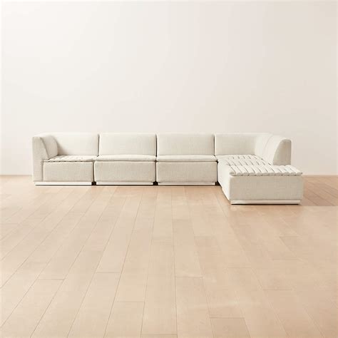 SALON 4-PIECE L-SHAPED IVORY WHITE CHENILLE SECTIONAL SOFA - Alisarch
