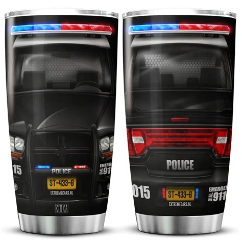 Buy KOIXA Police Car Tumbler Policeman Graduation Gifts Stainless Steel ...