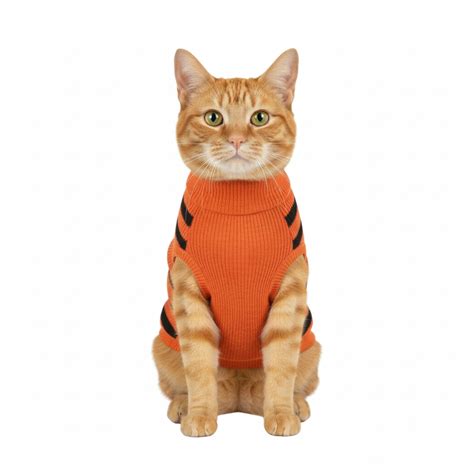 Roaringly Cute! Tiger Stripe Cat Sweater - Orange & Black Knit for Fel ...