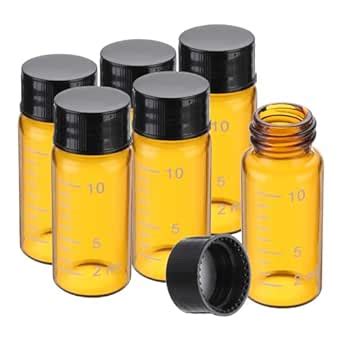 PATIKIL 6pcs 10ml Small Brown Glass Vials with Black Screw Cap ...