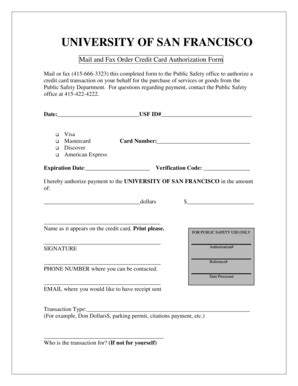 Fillable Online usfca Payment Form - Credit Card Authorization ...
