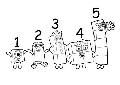 One to Five - Numberblocks Coloring Pages