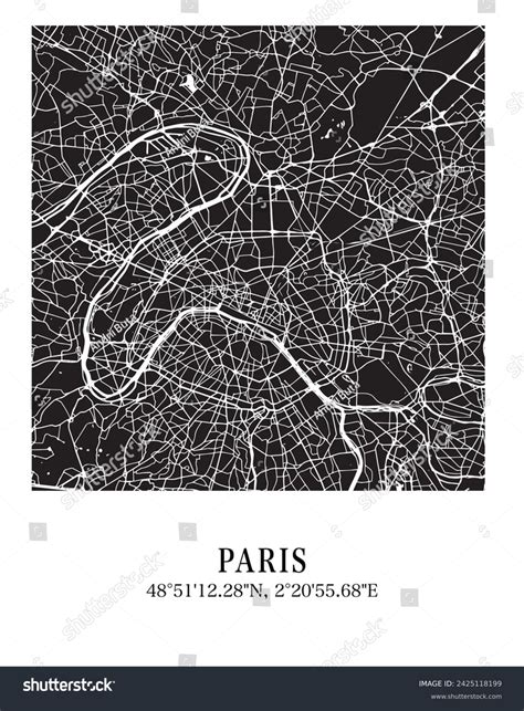Paris City Map Travel Poster Vector Stock Vector (Royalty Free ...