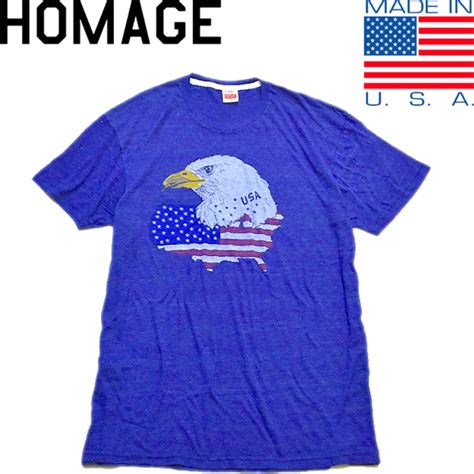 1点物 USA製イーグル星条旗プリントTシャツ古着メンズXXLレディースOKアメカジ90sストリート/スポーツ中古ブランド青紺アメリカ製 ...