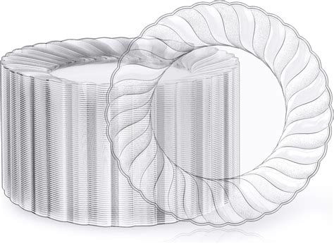 Amazon.com: Conflech 100 Pieces Clear Plastic Plates - 10.25 inch Clear ...