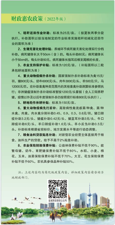 盐城市财政局 图片资讯 2022年盐城市财政局“财政宣传月”政策解读（二）财政惠农政策