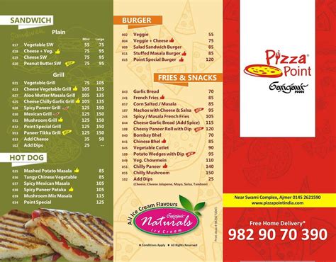 Menu at Gangaur Foods Pizza Point, Ajmer, Suchna Kendra Rd