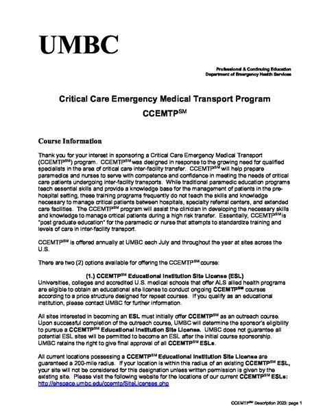 CCEMTP Description – Professional and Continuing Education (PACE) – UMBC